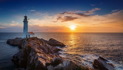 Naklejka premium lighthouse at sunset