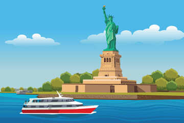 Fototapeta premium Statue of Liberty in New York Vector Illustration