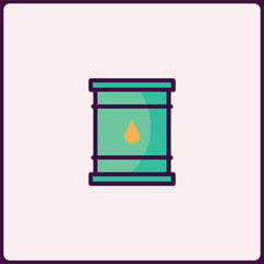 Stylized Oil Barrel Icon with Teal Body and Simple Design Elements
