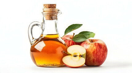 Apple cider vinegar isolated on white background