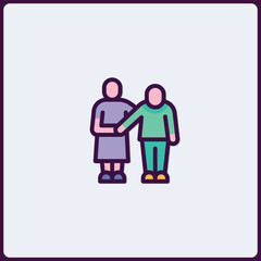 Colorful Icon Showing Sympathetic Support Between Two Individuals