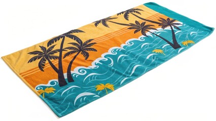 Beach Towel with Tropical Design