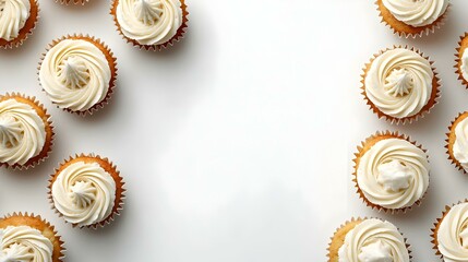 Cupcakes with Frosting Isolated on White Background