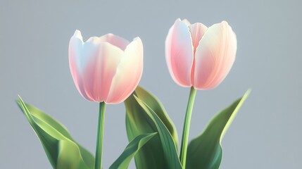 Fototapeta premium Delicate Pink Tulips in Bloom with Soft Gradient Background Ideal for Spring and Floral Design