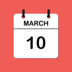 March 10. Daily Calendar icon for design. Simple design for business brochure, flyer, print media, advertisement. Easily editable.