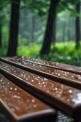 Fototapeta premium bench in the rain