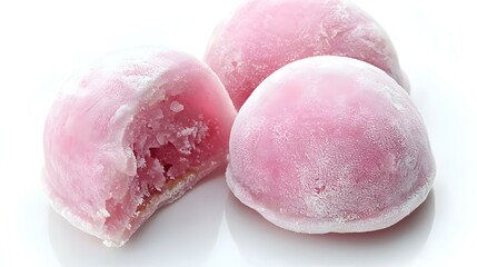 Pink Mochi Isolated on White Background