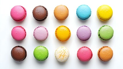 Obraz premium Koleksi Macarons Warna Warni Terisolasi di Latar Belakang Putih