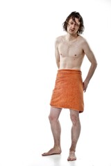Man in Towel Posing Casually