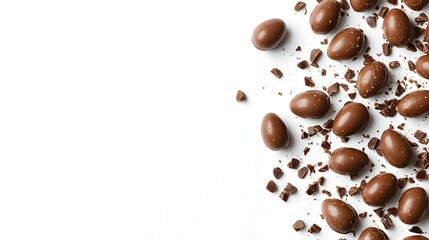 Obraz premium Chocolate Almonds Isolated on White Background