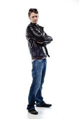 Naklejka premium Confident Young Man in Leather Jacket