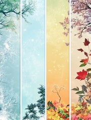 Natures four seasons displayed in beautiful vertical banners in Saint Petersburg Generative AI