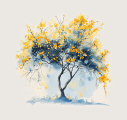 Obraz premium Elegant Acacia Watercolor Illustration