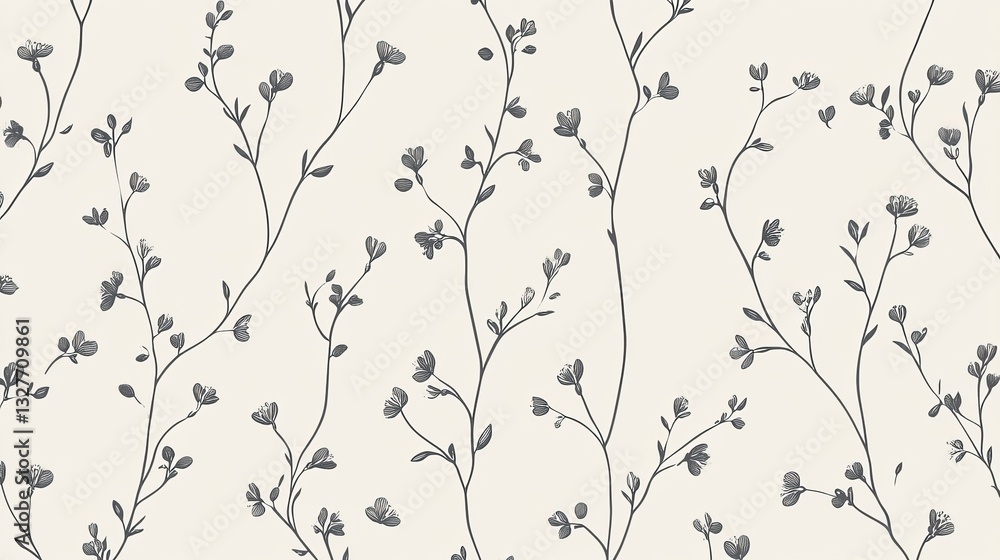Poster a repeating design of delicate, small flowers in a field. it's a vector image.