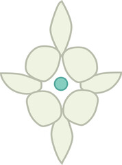 Abstract Vector Flower Illustration with a mint green jewel in Baroque Style and Traditional Modern Style