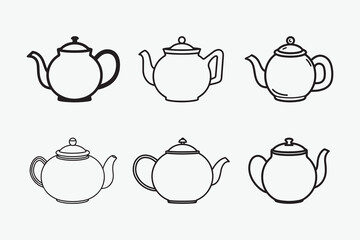 Minimalist teapot and outline teapot vector design