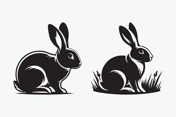 Rabbit silhouette and vector bunny