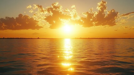 Fototapeta premium Golden sunset over tranquil water