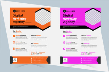 Business Leaflet Brochure Flyer Template Design Set. Corporate Flyer Template A4 Size 