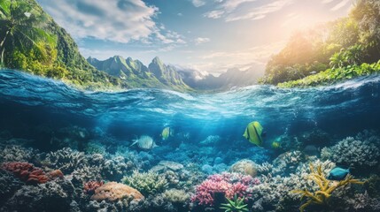 Naklejka premium Ocean Conservation and Awareness with Natural Elements