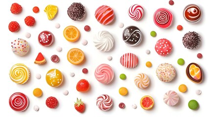 Colorful Candy Assortment isolated on white background
