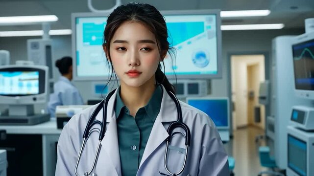 Korean Drama Actress in Medical Setting: Captivating Portrait of a Doctor