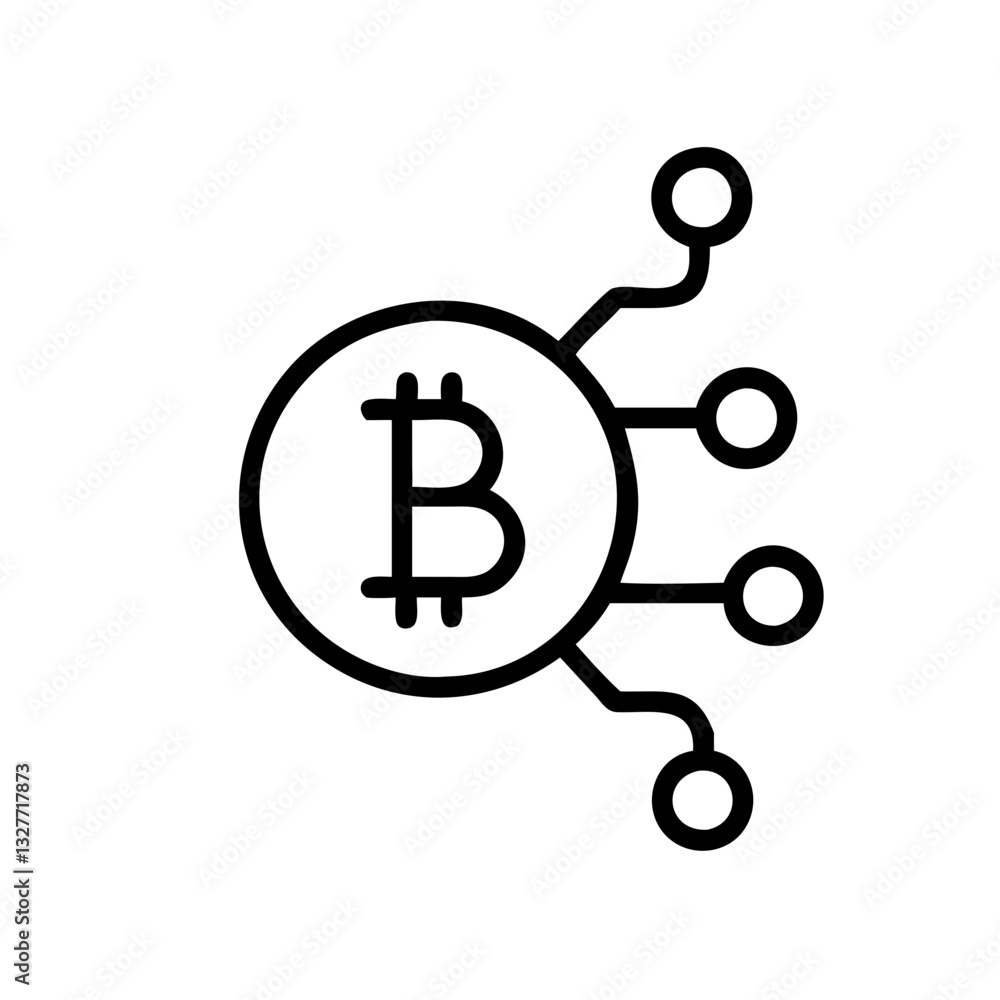Aufkleber bitcoin icon with circuit elements representing cryptocurrency and digital finance technology