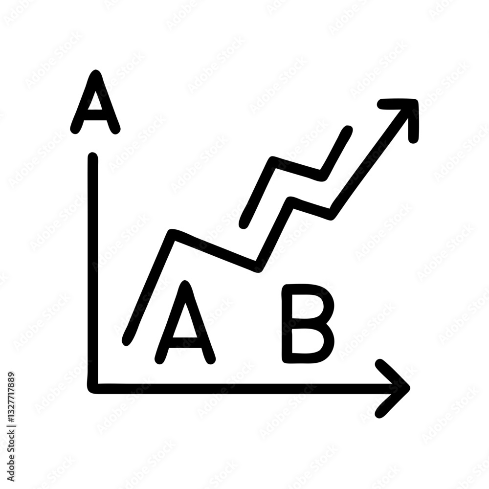 Poster line chart icon with upward trend representing data analysis and growth in business