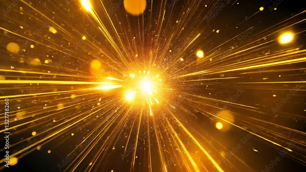 Poster bright golden explosion with rays of light radiating in all directions creating a captivating visual