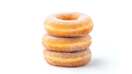 Stack of Sugar Donuts isolated on white background