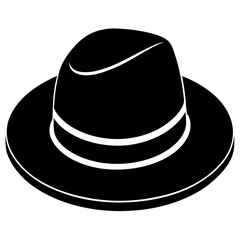 Hat black silhouette vector, Simple silhouette Design vector icon with white background.  Clothing Vector 