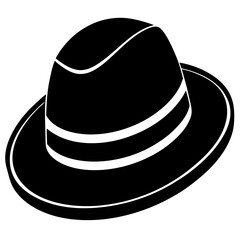 Hat black silhouette vector, Simple silhouette Design vector icon with white background.  Clothing Vector 