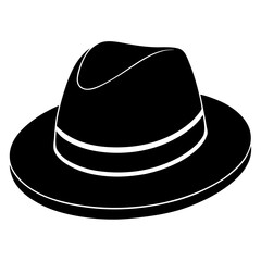 Hat black silhouette vector, Simple silhouette Design vector icon with white background.  Clothing Vector 