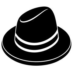 Hat black silhouette vector, Simple silhouette Design vector icon with white background.  Clothing Vector 