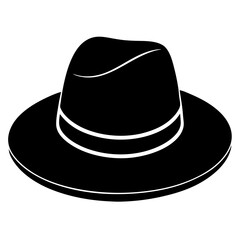 Hat black silhouette vector, Simple silhouette Design vector icon with white background.  Clothing Vector 