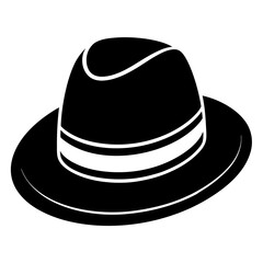 Hat black silhouette vector, Simple silhouette Design vector icon with white background.  Clothing Vector 