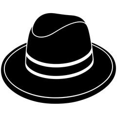 Hat black silhouette vector, Simple silhouette Design vector icon with white background.  Clothing Vector 