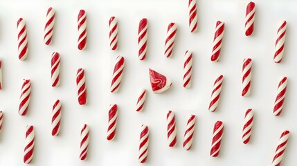 Fototapeta premium Candy Canes Pattern Isolated on White Background