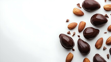 Chocolate Covered Almonds isolated on white background