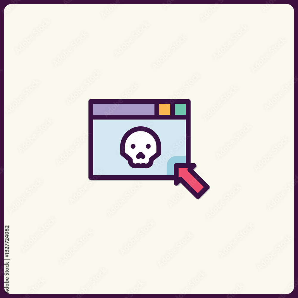 Poster threat detected: computer system alert with skull and pointer icon