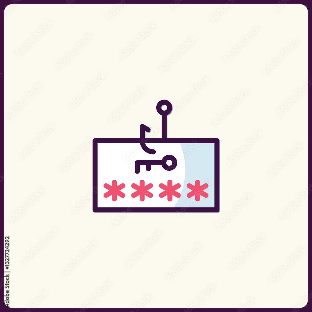 Poster symbolic representation of online phishing with a hook catching sensitive data