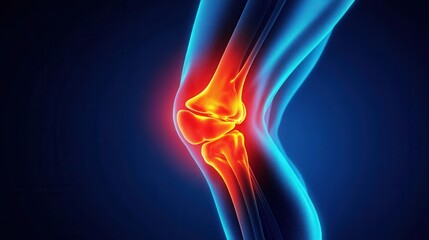 Obraz premium Knee pain showing inflammation in a human leg anatomy