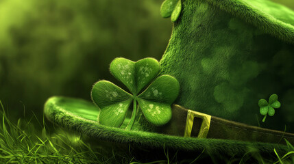 St. Patrick's Day hat with four-leaf clover