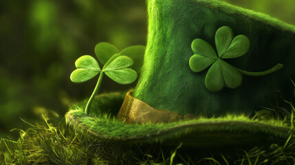 St. Patrick's Day hat with four-leaf clover