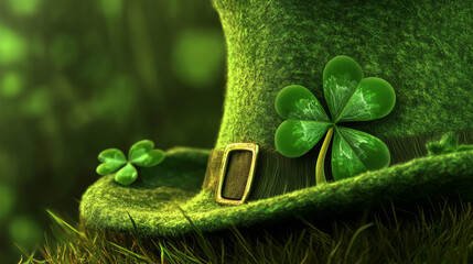 St. Patrick's Day hat with four-leaf clover