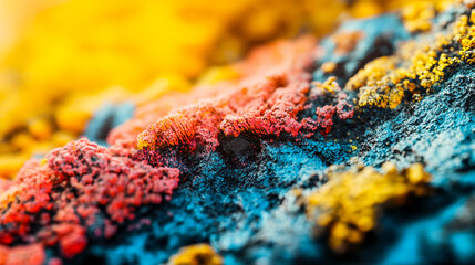 Fototapeta premium Stunning macro photography of a wild nature. Forest, wood floor covered with colourful moss growing on the stones. Vivid spring flora in a woodland.