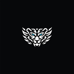 Fototapeta premium Soaring Strength Tiger Head with Wings Emblem