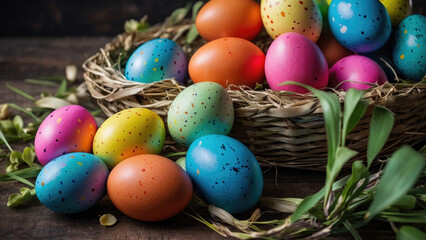 easter eggs in a basket