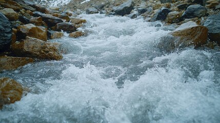 Turbulent Mountain Stream: A Close-Up View of Nature's Power