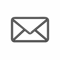 Email icon, simple design, gray outline, white background, minimal, abstract, communication symbol, envelope shape, geometric